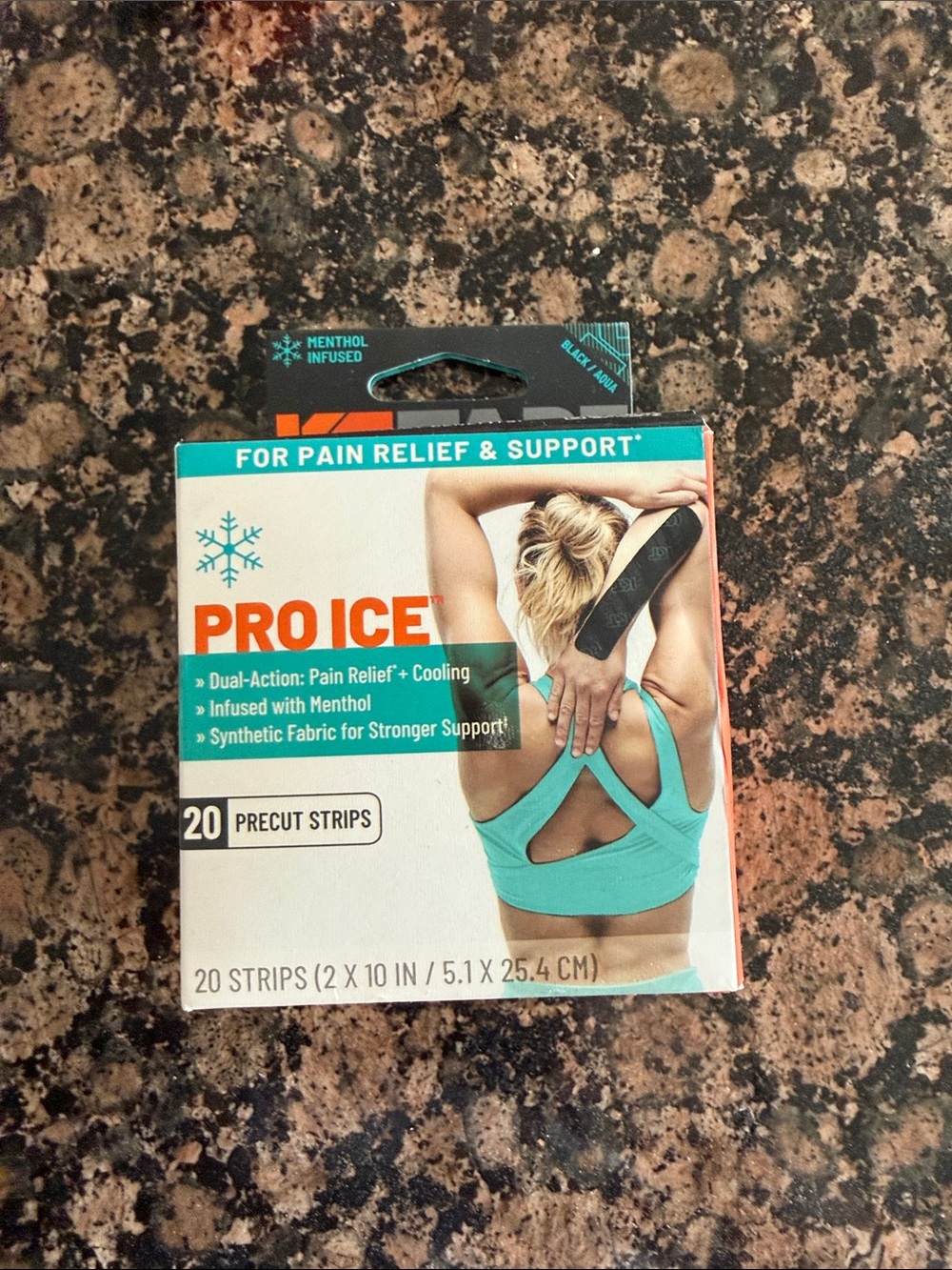 KT Tape Cooling Pain Relief Strips - Teal (20 Precut Strips)